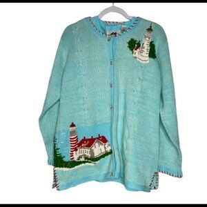 Storybook Knits Blue Lighthouse Ugly Christmas Sweater 2 Piece